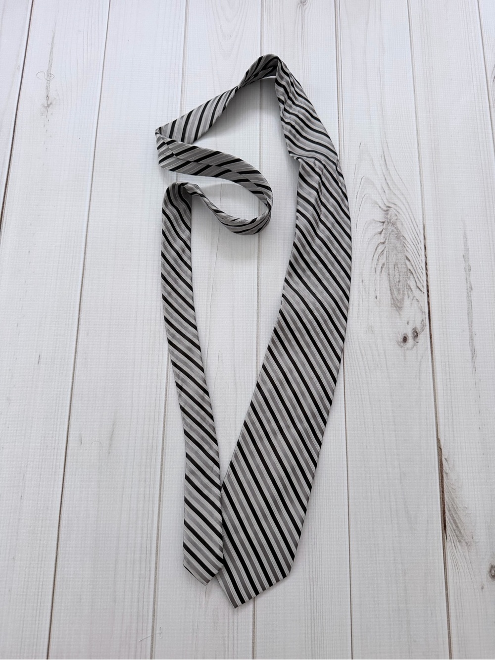 Calvin Klein Black and White Striped Tie